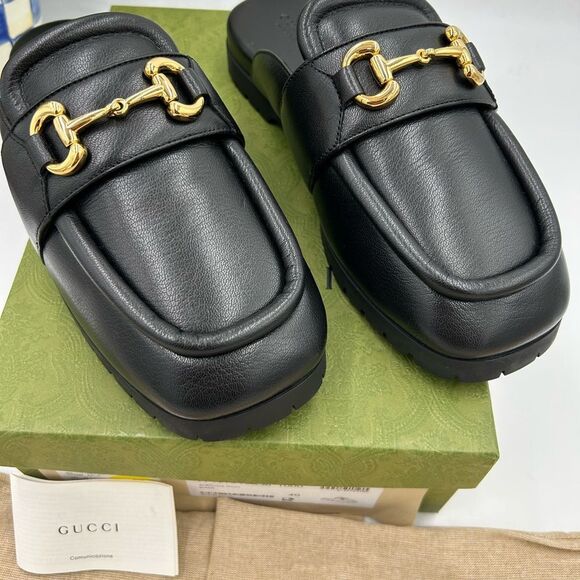 Women's Gucci , leather horse bit mules size 39.5 made in Italy - Picture 2 of 9